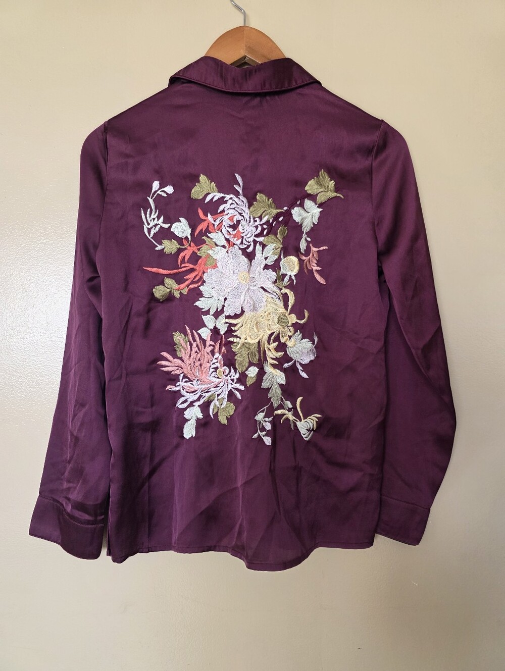 ASOS Satin Burgundy Floral Embroidered Back Top 4 Whimsigoth Dark Romantic Boho